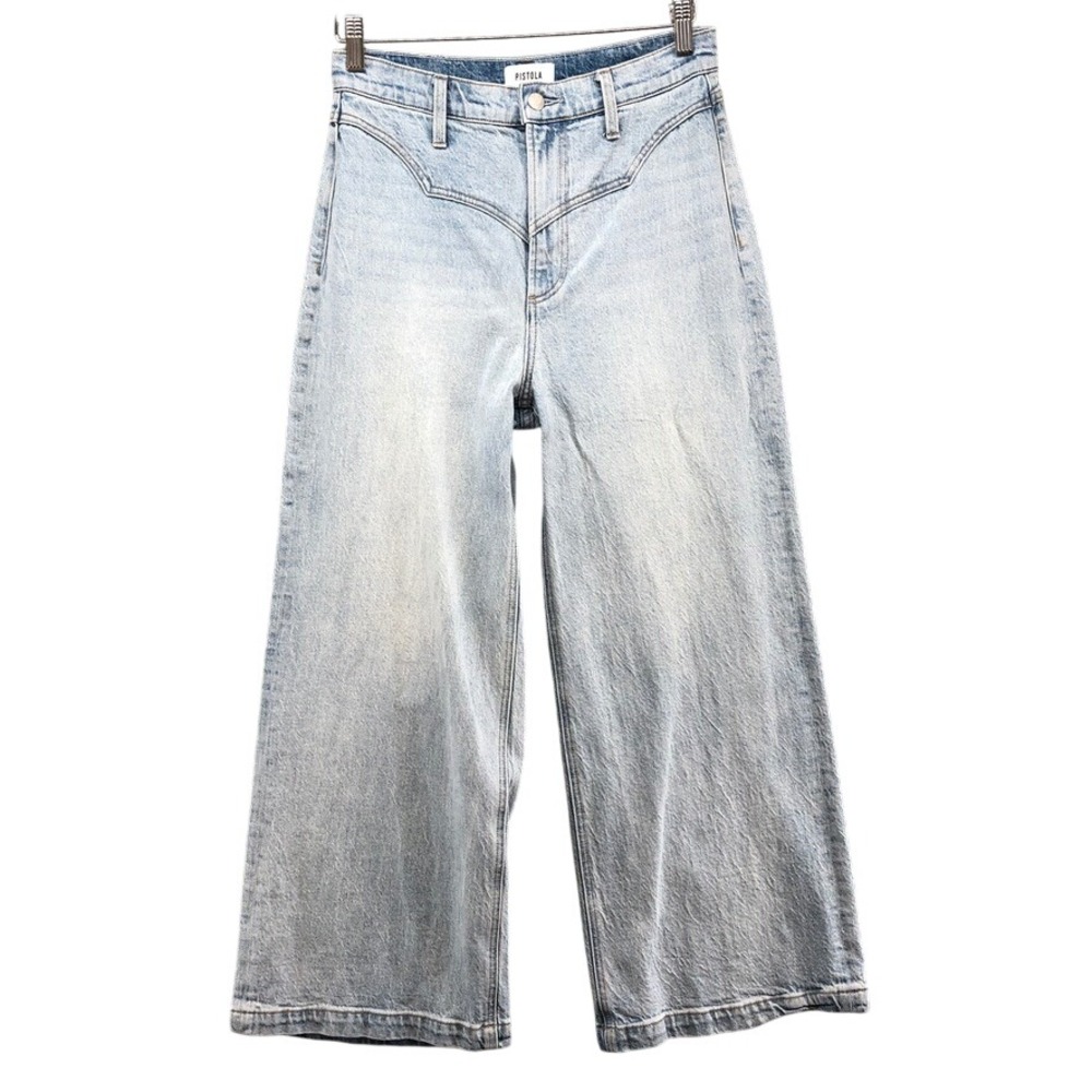 Pistola Grover Jeans Womens 27 4 Blue High‎ Rise Wide Leg Western Yoke Denim